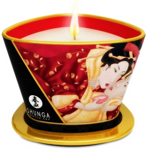 SHUNGA - MINI CARESS BY CANDELIGHT STRAWBERRIES AND CAVA MASSAGE CANDLE 170 ML SHUNGA - MINI CARESS BY CANDELIGHT STRAWBERRIES AND CAVA MASSAGE CANDLE 170 ML